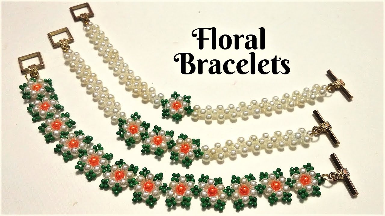 Floral bracelets. DIY Beaded Bracelets. how to make beaded jewelry-easy tutorial