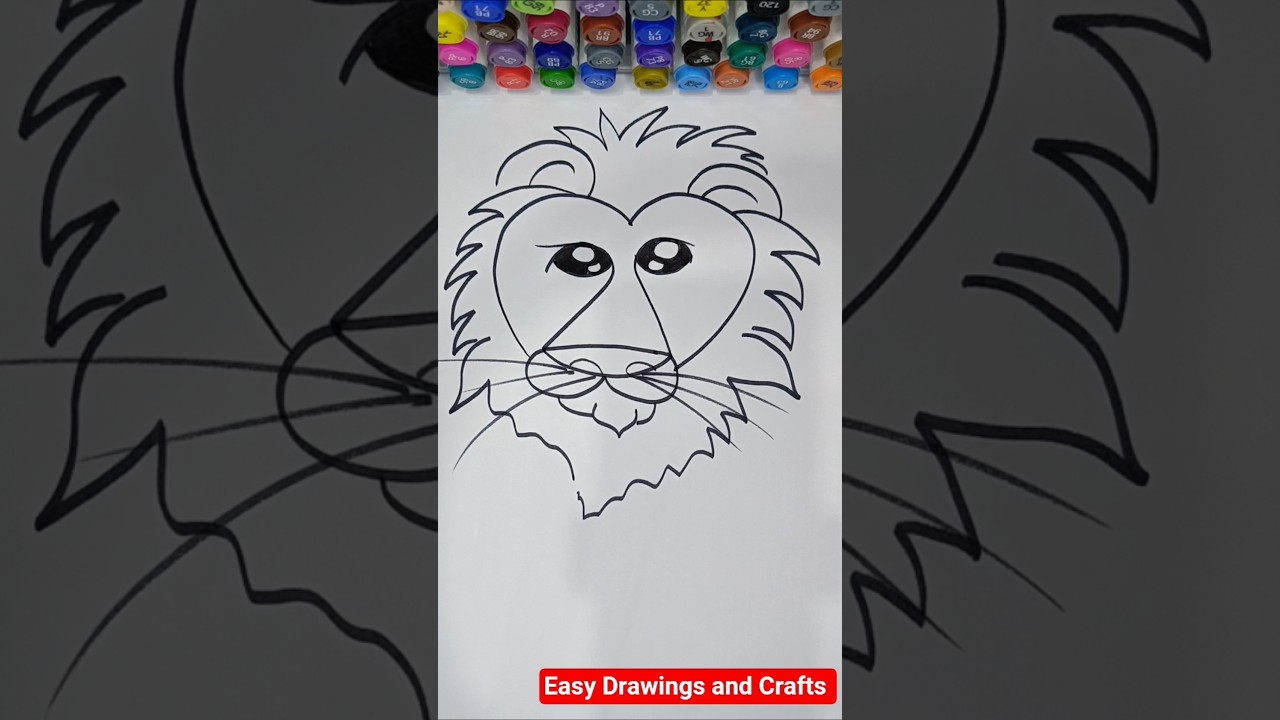 Easy Lion Drawing 🦁 | Satisfying Art Shorts 