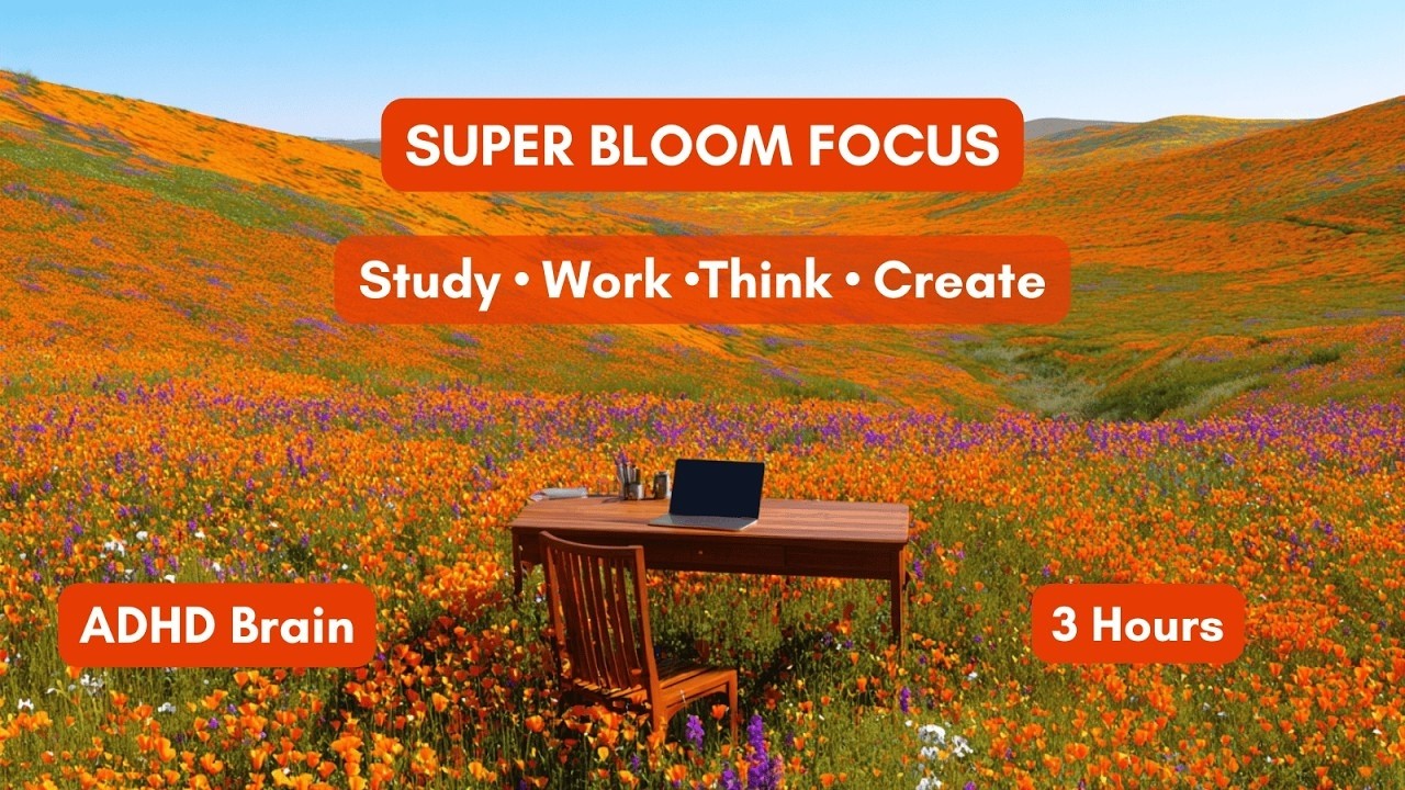 ADHD Focus in a SUPER BLOOM - 3 Hours Surrounded by Millions of Orange Flowers | Pure Joy