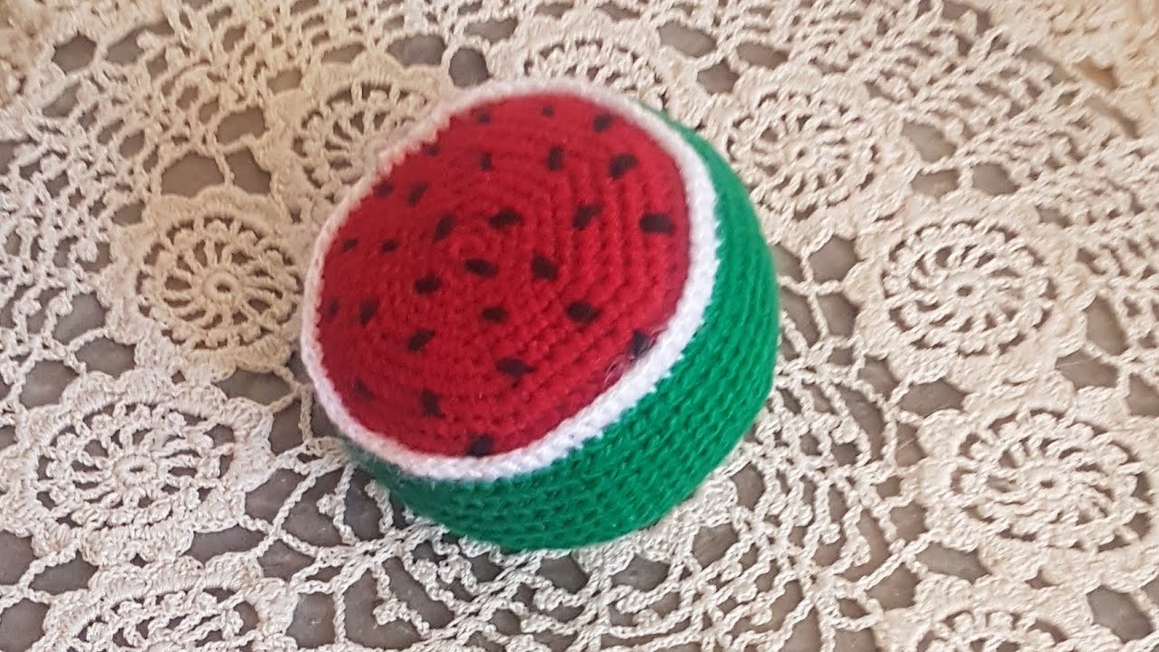 بطيخة بالكروشيه اميجرومي بطريقة سهلة(DIY)How to crochet a Watermelo Amigurumi