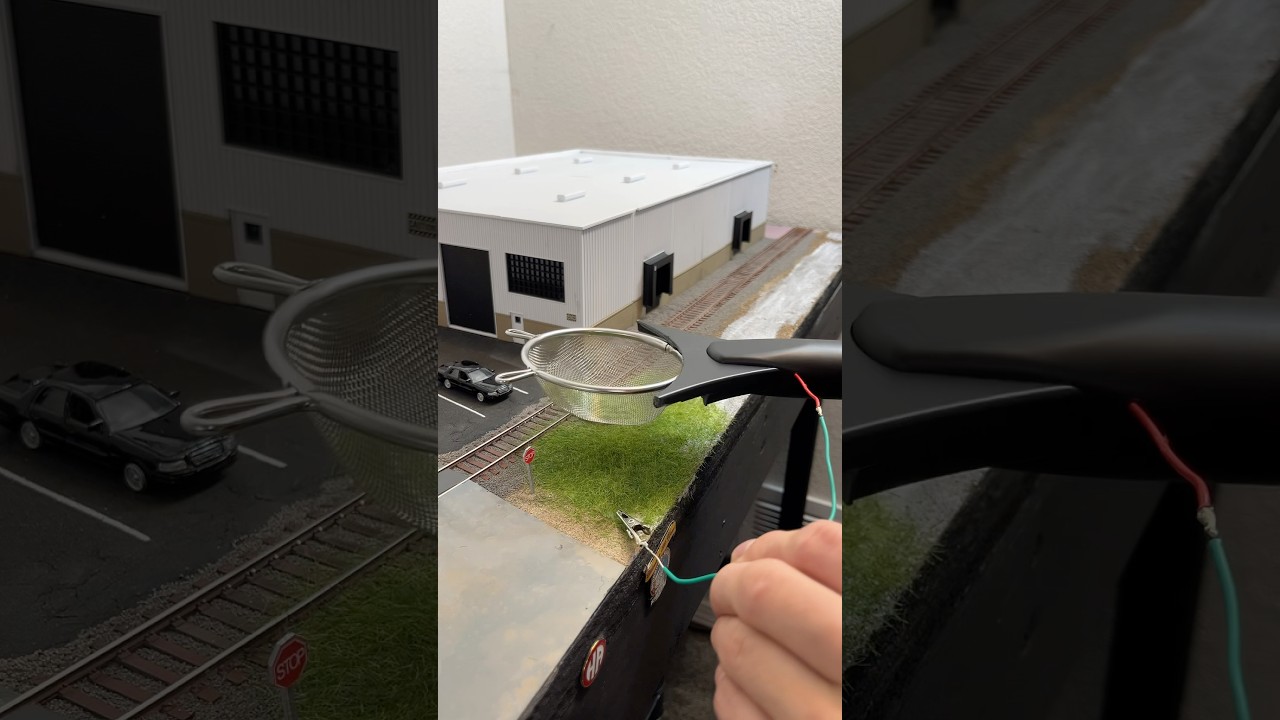 Applying static grass with a bug zapper #modeltrains #diorama