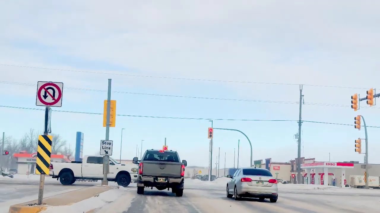 A drive around Winkler, Manitoba on a Windy Winter Day