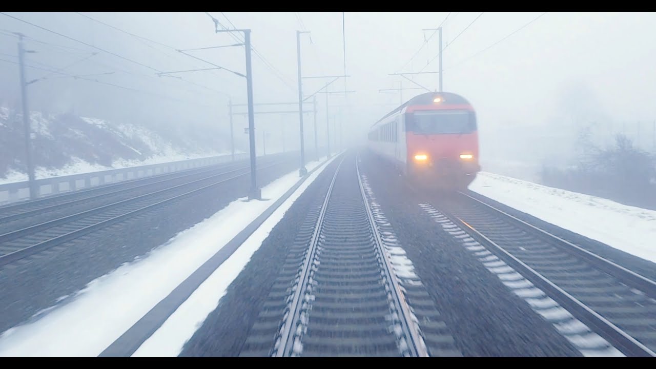 ★ 🇨🇭 Bern - Burgdorf - Olten cab ride with snow and fog [03.2018]