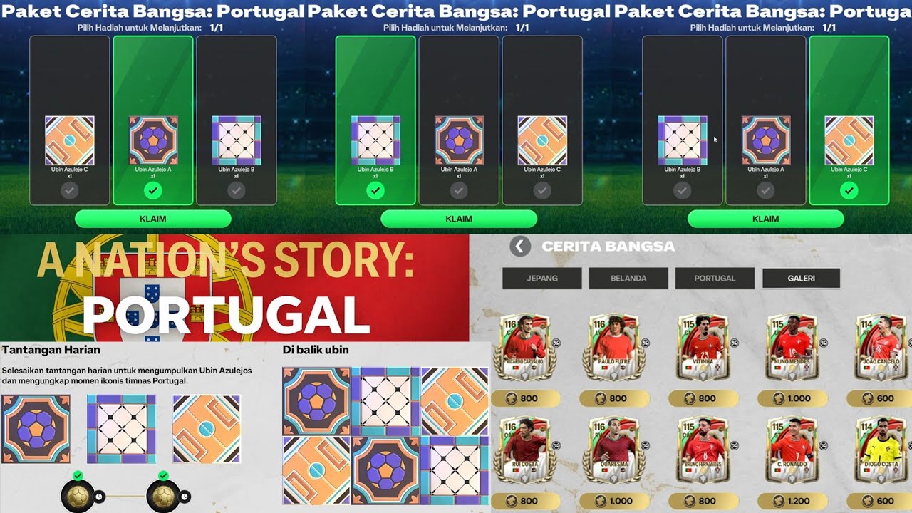 CARA MENYELESAIKAN EVENT CERITA BANGSA PORTUGAL PILIH UBIN AZULEJO & PEMAIN 116 GRATIS FC MOBILE 26