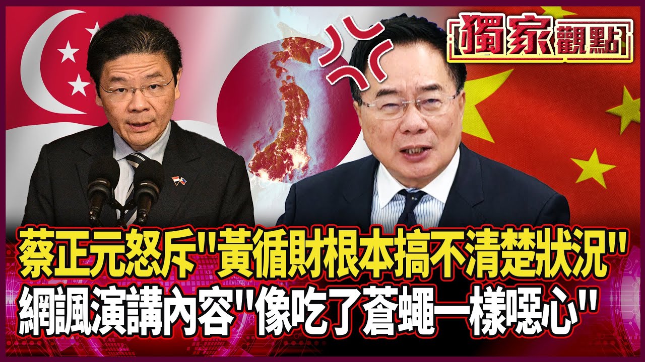 蔡正元怒斥「黃循財根本搞不清楚狀況」！新加坡要北京拋棄歷史成見 網諷：不用跳出來刷存在感 演講內容「像吃了蒼蠅一樣噁心」#獨家觀點 #環球大戰線 #寰宇新聞 @globalnewstw
