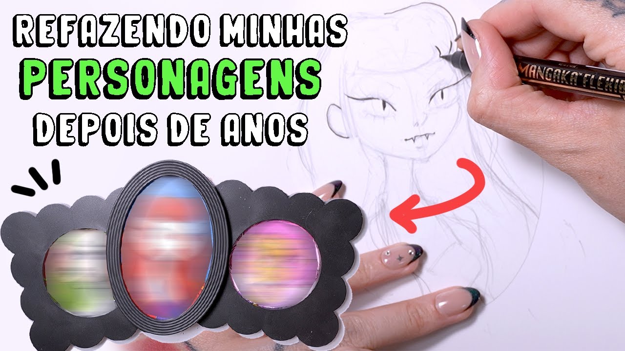 REDESENHANDO MINHAS PERSONAGENS DEPOIS DE ANOS - FIZ QUARINHOS PRA POR NA PAREDE DO STUDIO!