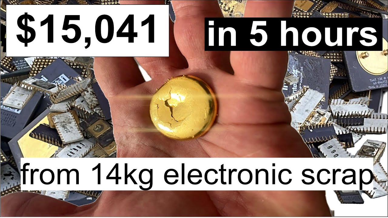 За 5 часов из 14 кг электронного лома было получено золота на сумму 12 000 долларов.
