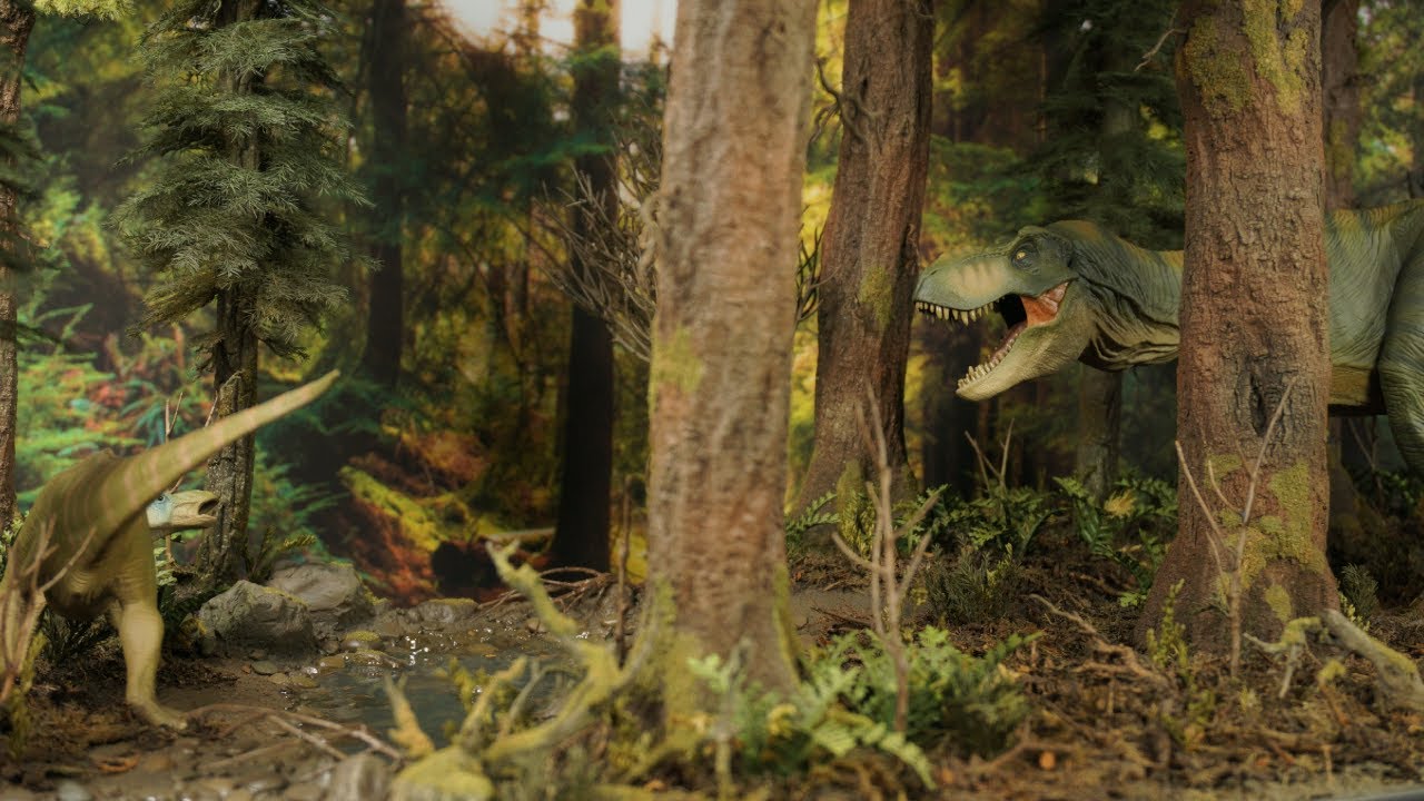 Создание идеальной диорамы T-Rex: реалистичный пейзаж леса секвойи