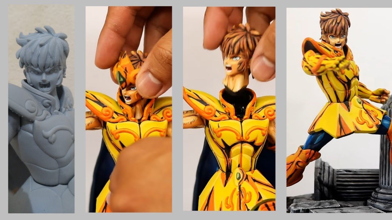 Pintando Aioria de Leão - Estilo anime - Impressão 3D