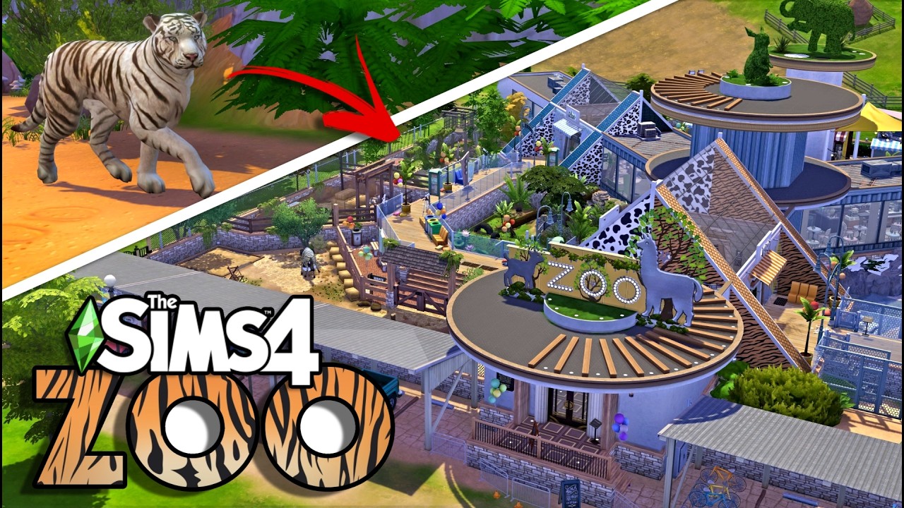 Я построил ИГРОВОЙ ЗООПАРК 🐯🐘 Скоростная сборка в Sims 4 | 10 животных в игре! | БЕЗ CC | Бизнес ...