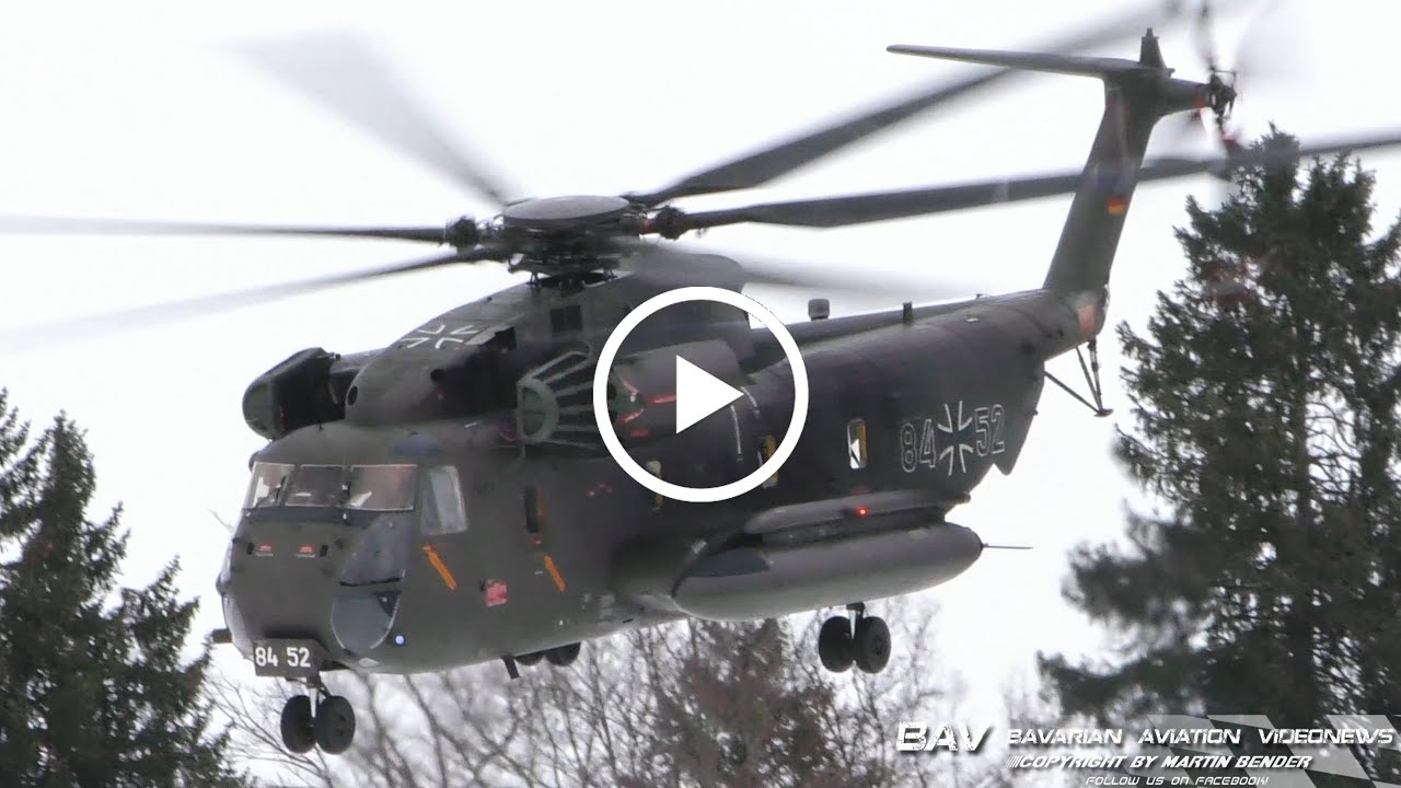 Sikorsky CH-53GS - German Air Force 84+52 - landing and takeoff at Dornstetten training area