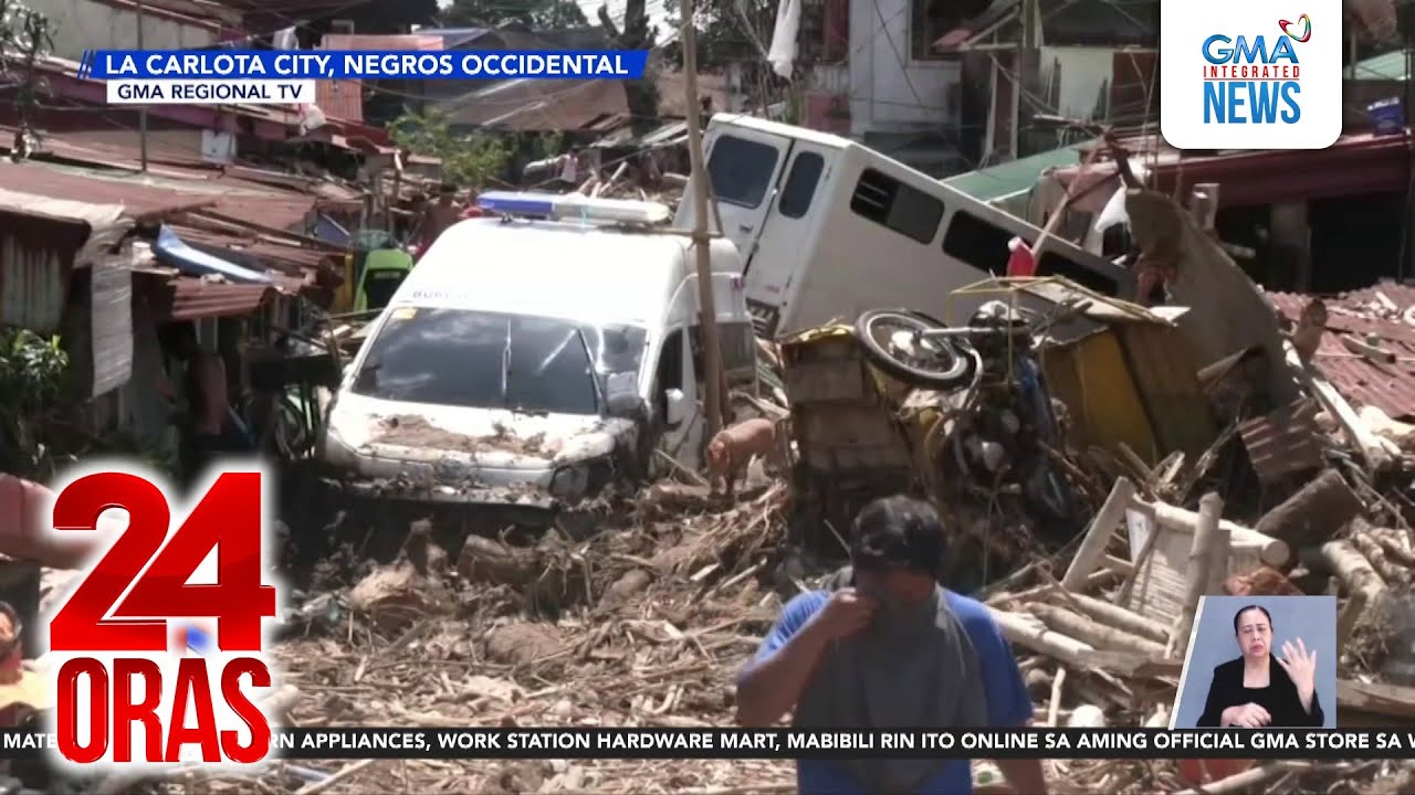 Destroyed vehicles and debris iitter streets of La Carlota, Negros Occ. | 24 Oras