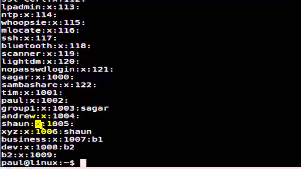 How to read the etc group file in Linux Shell terminal