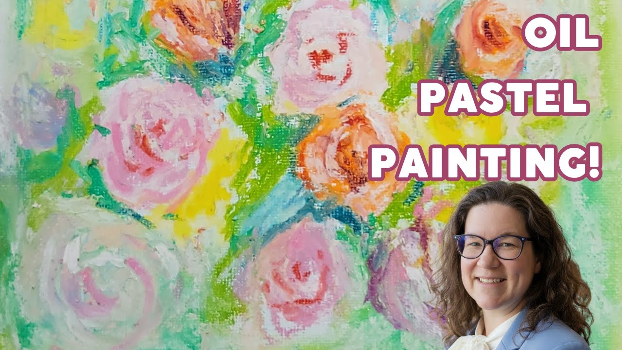 Experiment! Bright Florals on Canvas Board | Oil Pastel Painting