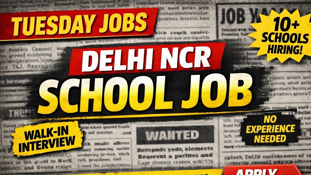 🙋&zwj;♀️Tuesday Delhi Ncr ✍️School Job ✍️ Dav & Other Private School Latest Vacancy 🙋