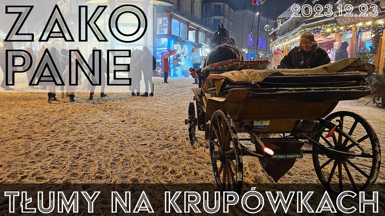 🔴Zakopane Krupówki, tłumy przed Wigilią! Ceny pamiątek. 2023.12.23 ASMR