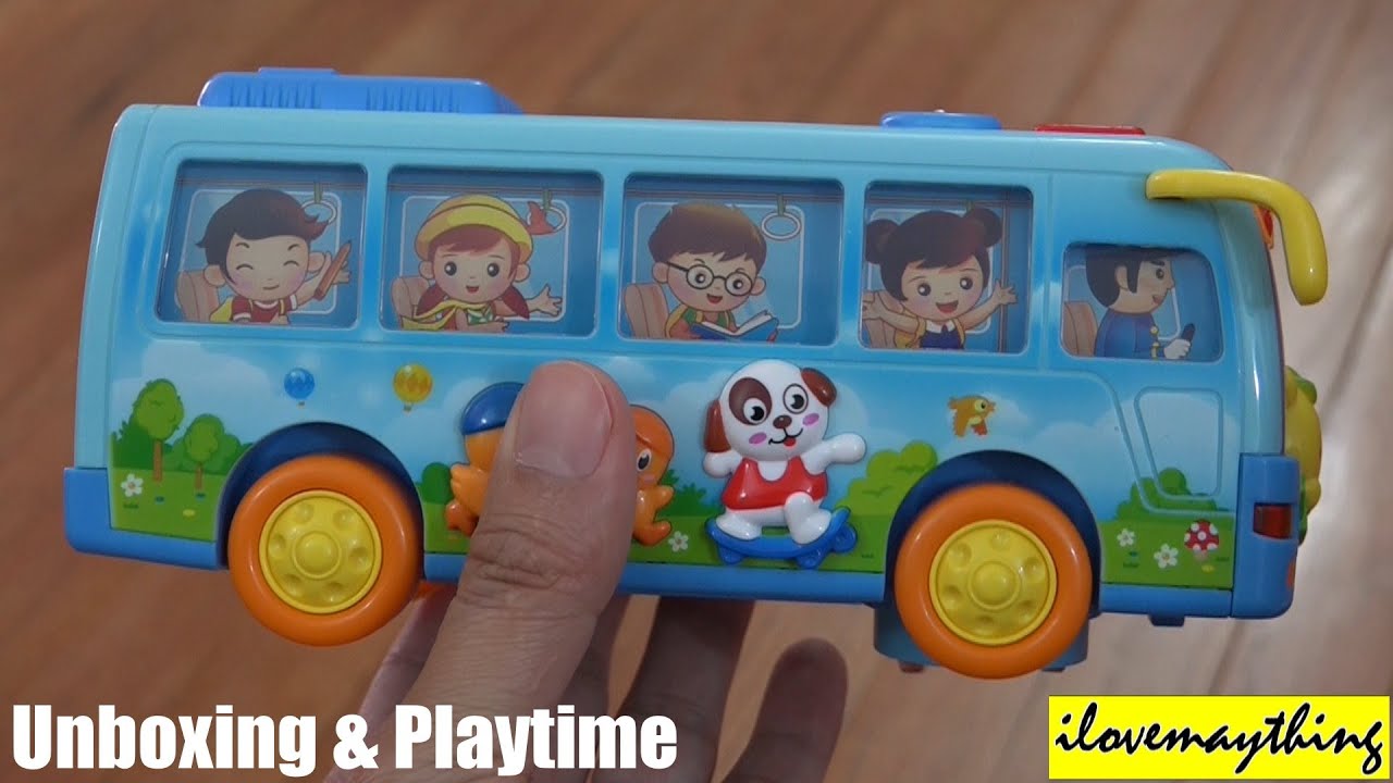 Cool Toys for Toddlers: Bump & Go Blue School Bus w/ Lights and Music Unboxing