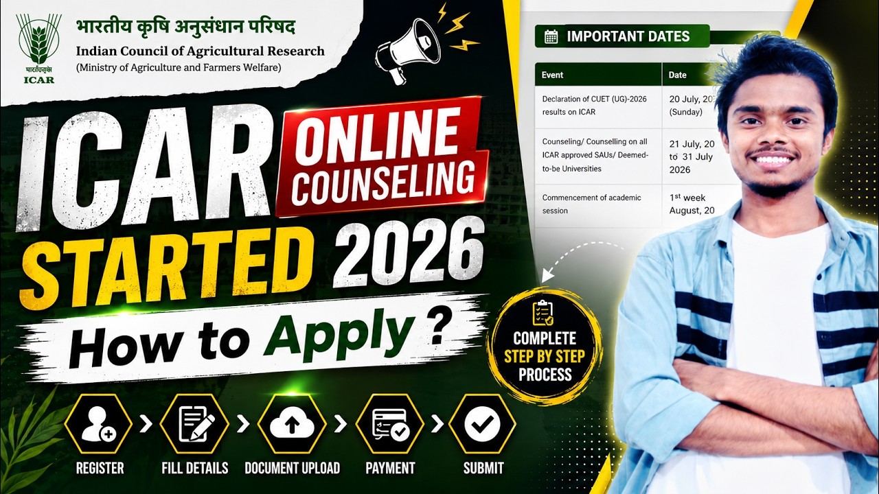 ICAR UG Counselling 2026 Started 🔥 Complete Registration Process | Step-by-Step Guide
