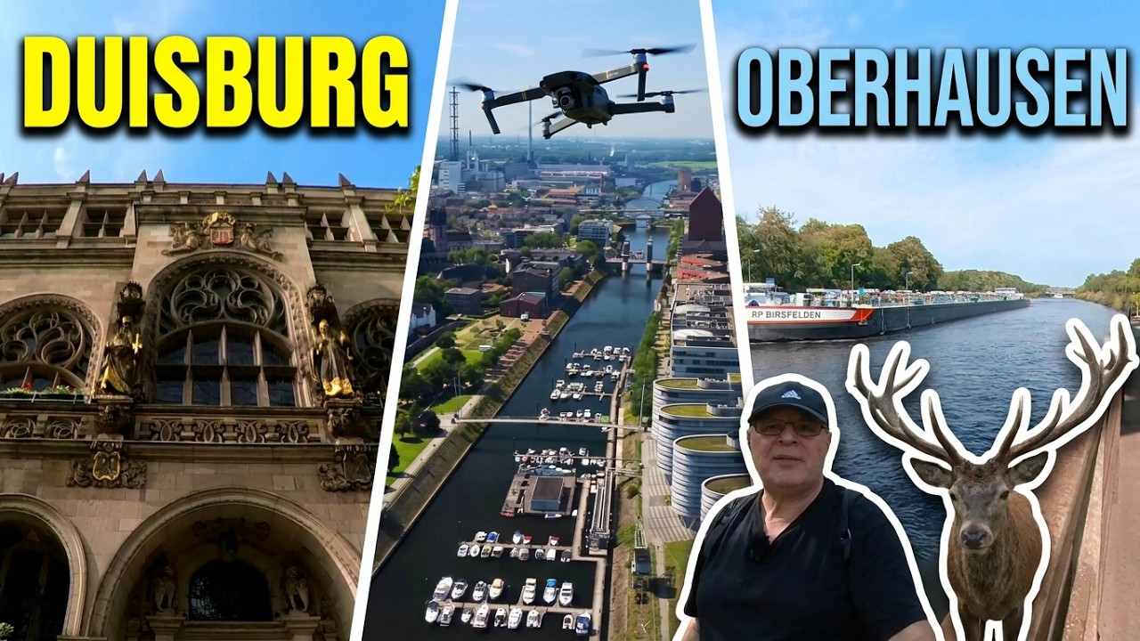 Das Ruhrgebiet von oben und unten: Von Duisburg City Rathaus nach Oberhausen Kaisergarten.