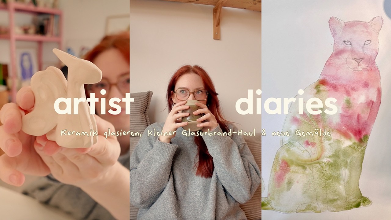 Neue Gemälde anfangen, Keramik glasieren & ein kleiner Glasurbrand-Haul 🌞 artist diaries 4