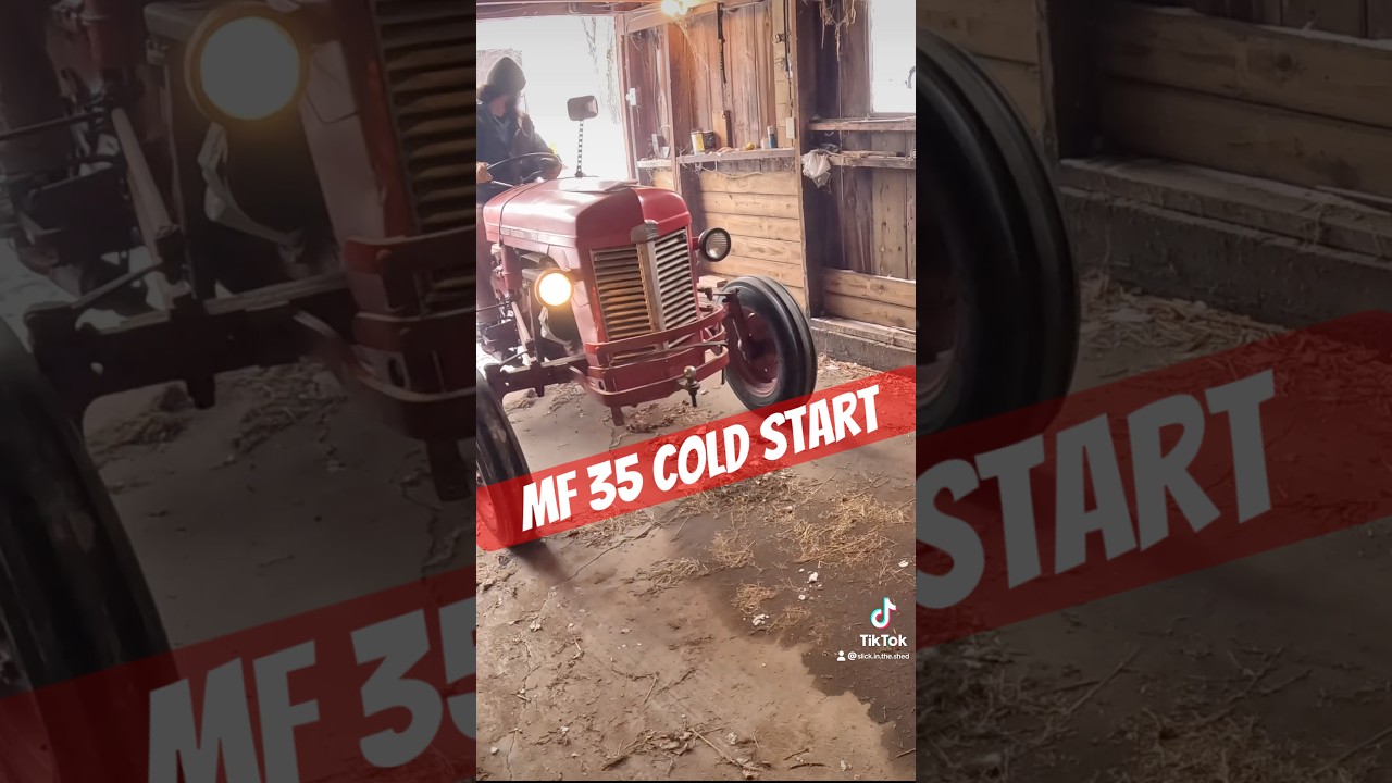 Cold start for the MF35 at 26°F. Ready to push around our first snow of the year at the shed