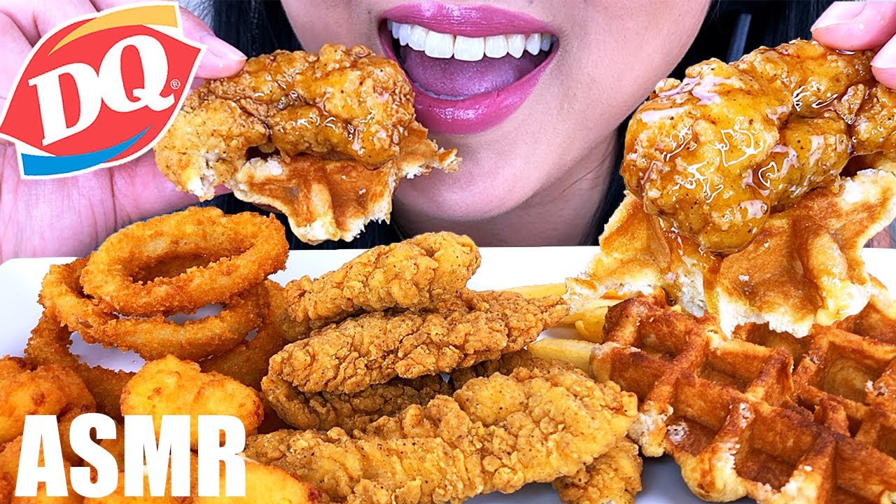 ASMR CHICKEN & WAFFLES DAIRY QUEEN *NEW EDITION* (No Talking) | ASMR Phan