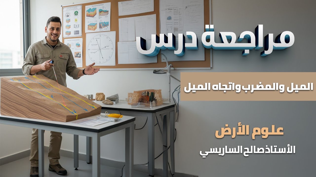 مراجعة شاملة لدرس الميل والمضرب واتجاه الميل درس الخرائط الجيولوجية للأستاذ صالح الساريسي منصة وتد 