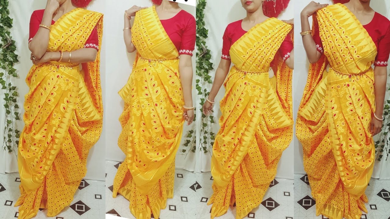 আটপৌরে শাড়ি পরার নিউ স্টাইল Saree Draping | How to Wear Saree/গায়ে হলুদে কি ভাবে শাড়ি পরবে ?