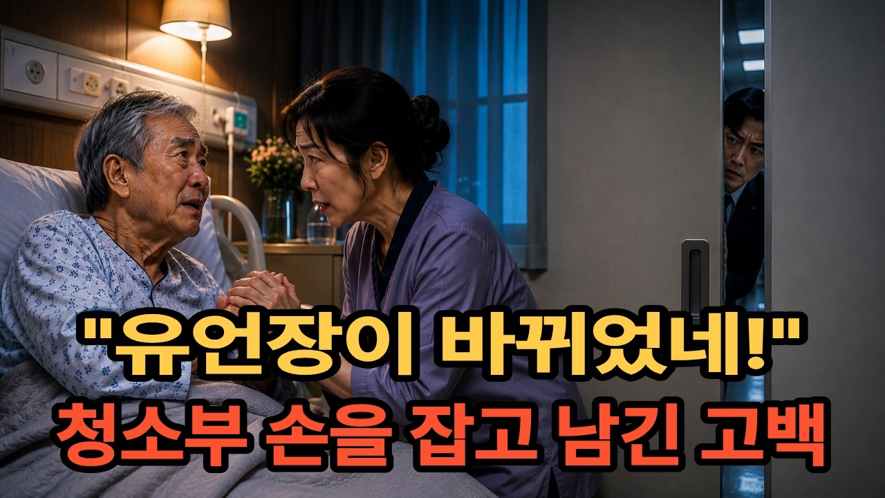 쓰러진 회장 옆에서 약 봉투 든 청소부, 