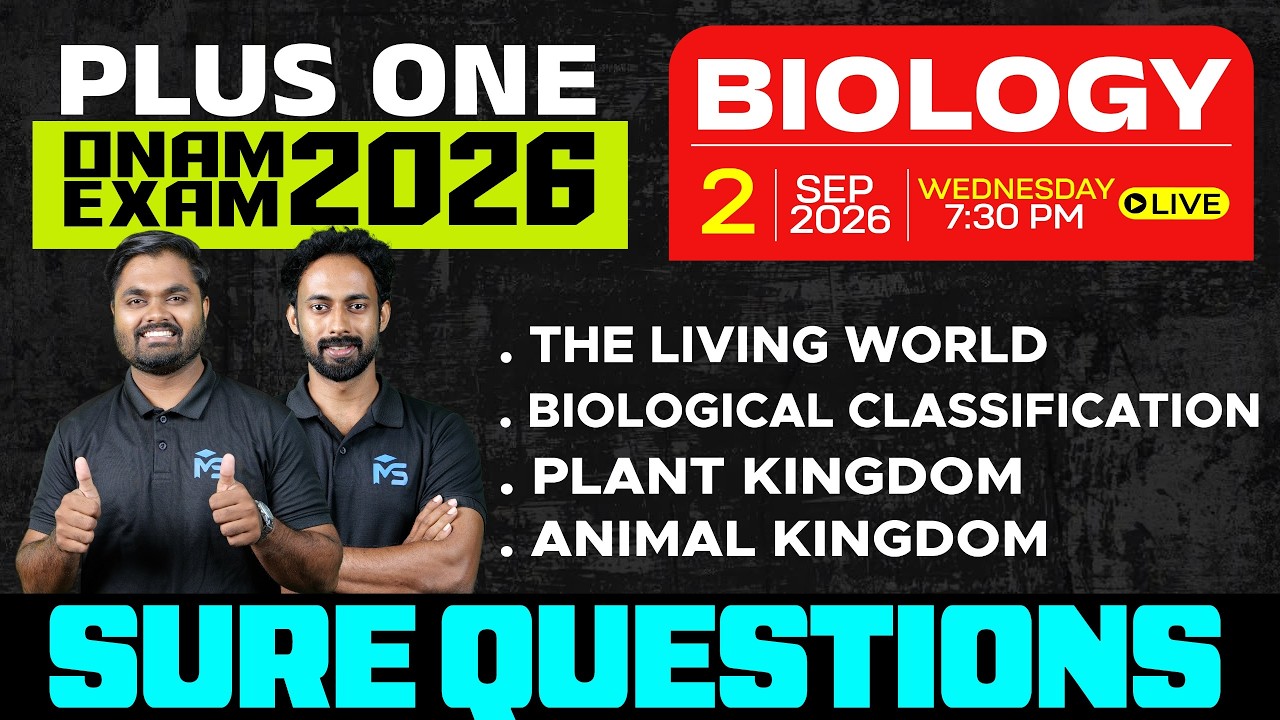 Plus One Onam Exam 2026 Biology Chapter 1,2,3 & 4 Sure Questions | LIVE | MS SOLUTIONS