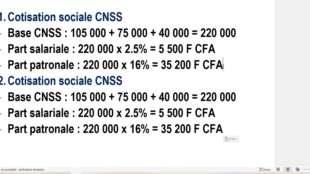 Cotisations sociales : CNSS et CNAMGS (Actualisation)