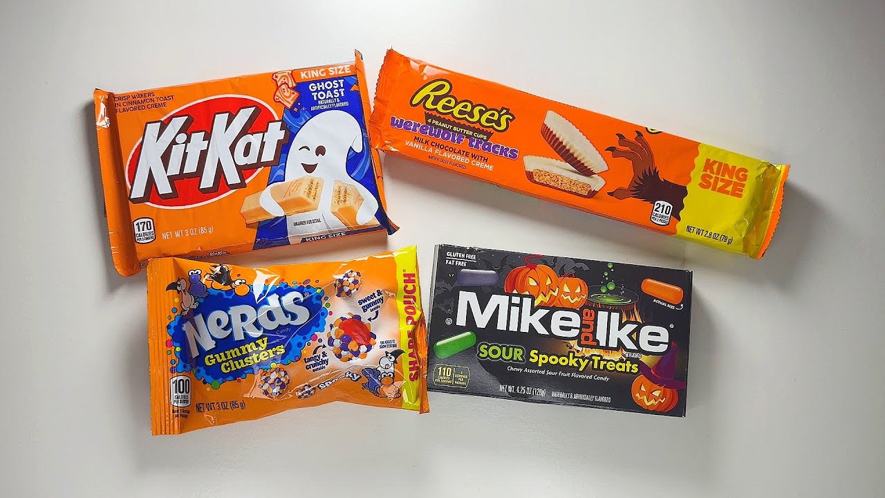 Пробуем НОВЫЕ сладости на Хэллоуин! 👻 Kit Kat, Mike & Ike, Reese’s Peanut Buttercups и Gummy Nerds🍬