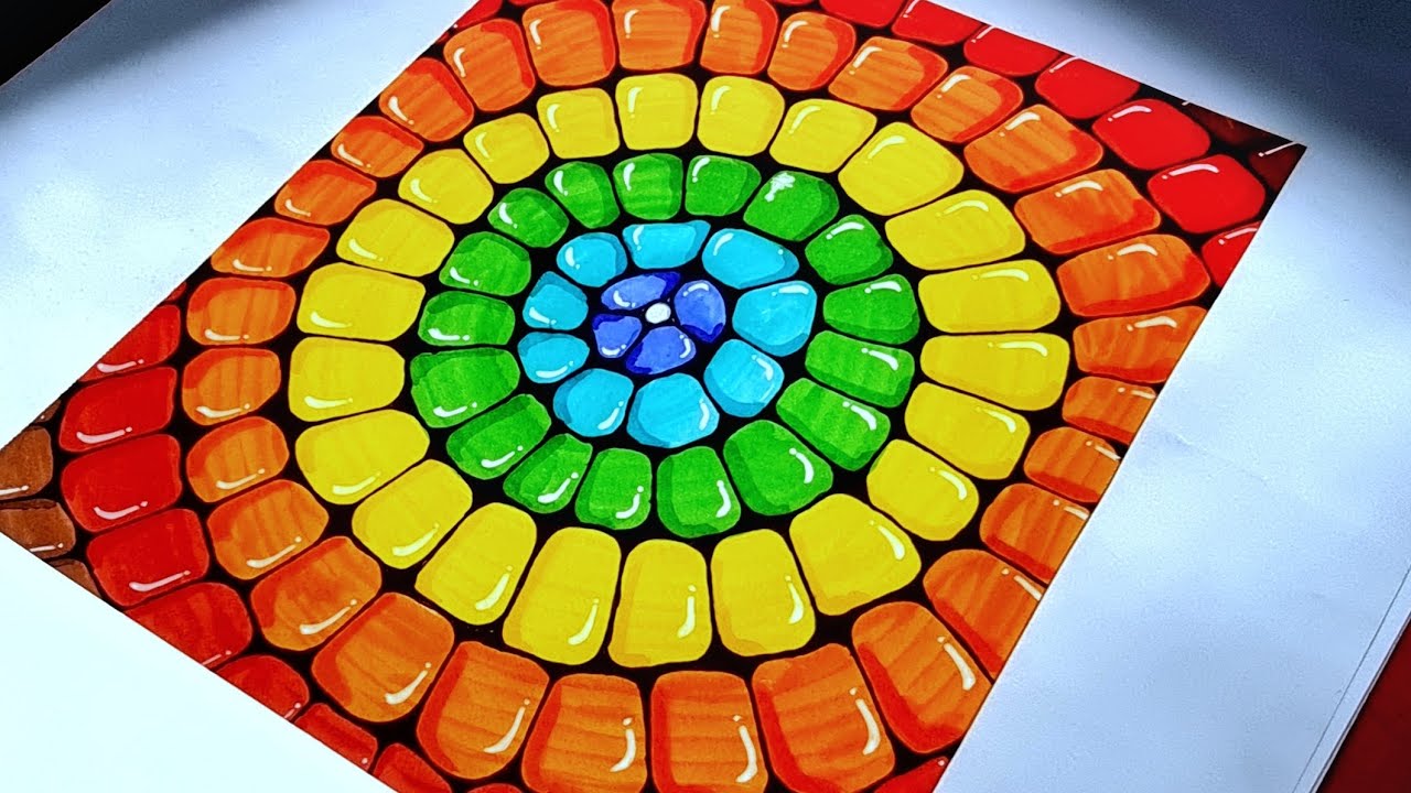 Easy & colorful zendoodle art tutorial 💙💙 ||#video #viral #zentangle #art #diy ||anuec artspace 