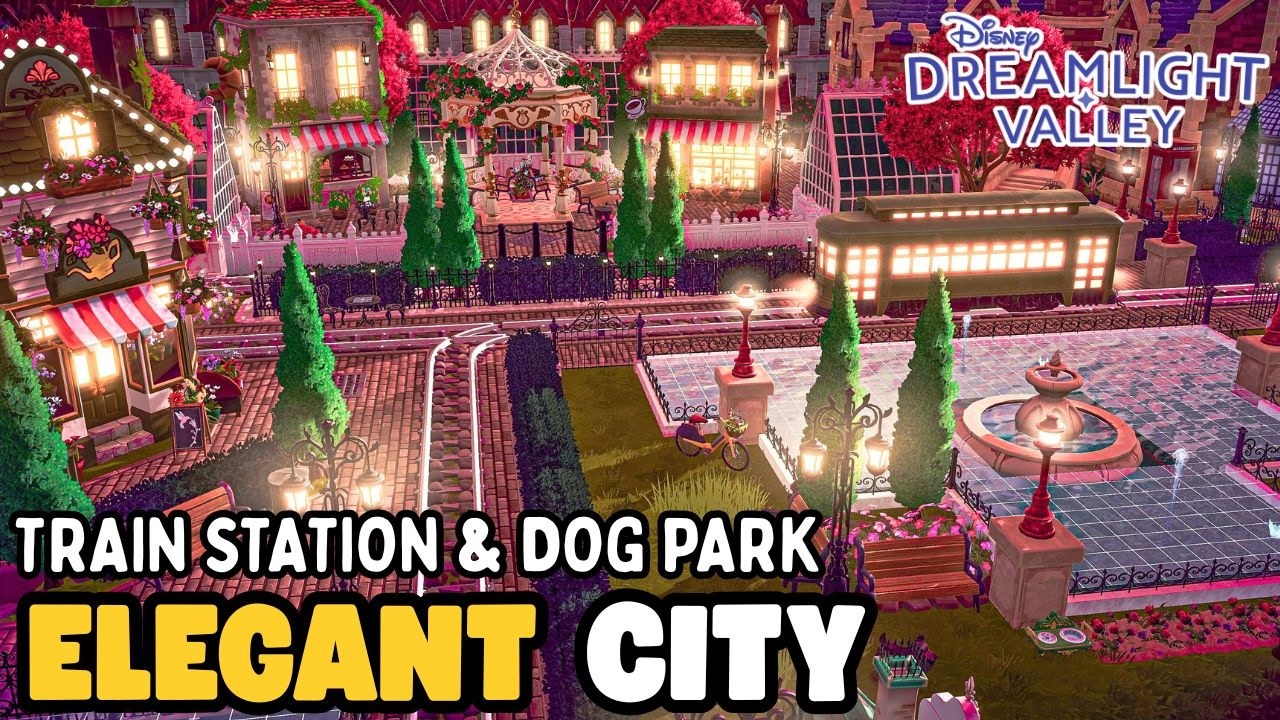 EASY ELEGANT TOWN DESIGN~TRAIN STATION,DOG PARK~SPEED BUILD~FLOATING ISLAND~DISNEY DREAMLIGHT VALLEY