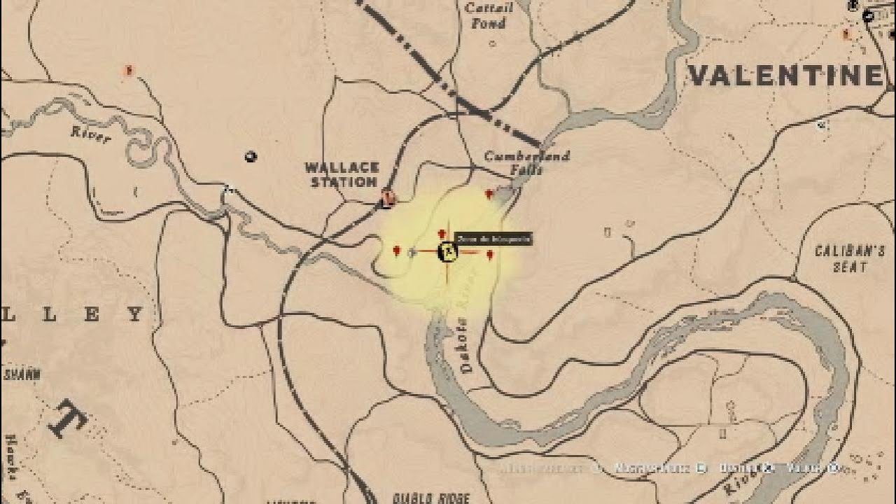 Mapa del Tesoro Rocodo del R&iacute;o Dakota / Dakota River Bend Treasure Map Location RDR 2