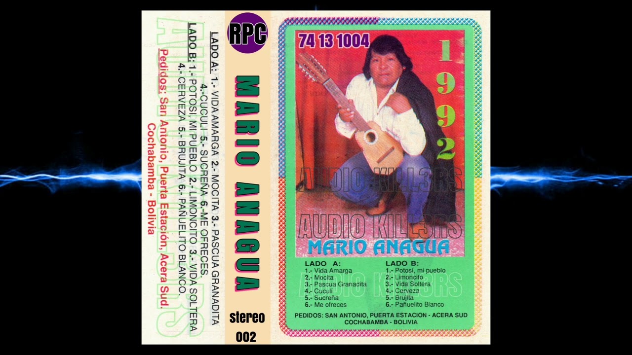 🇧🇴🇧🇴 MARIO ANAGUA DEL AÑO 1.992 CASSETTE ORIGINAL VERSIÓN COMPLETA 74 13 1004