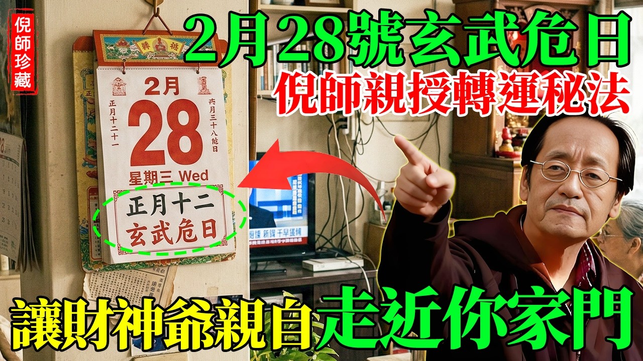 倪海廈：2月28號正月十二「玄武危日」！屬兔、狗千萬別出頭，做對這件事，破解破財死局，讓財神爺親自走進你家門！#倪海廈 #正月十二 #玄武危日 #風水財運  #五行穿搭 #生肖運勢 #接財神