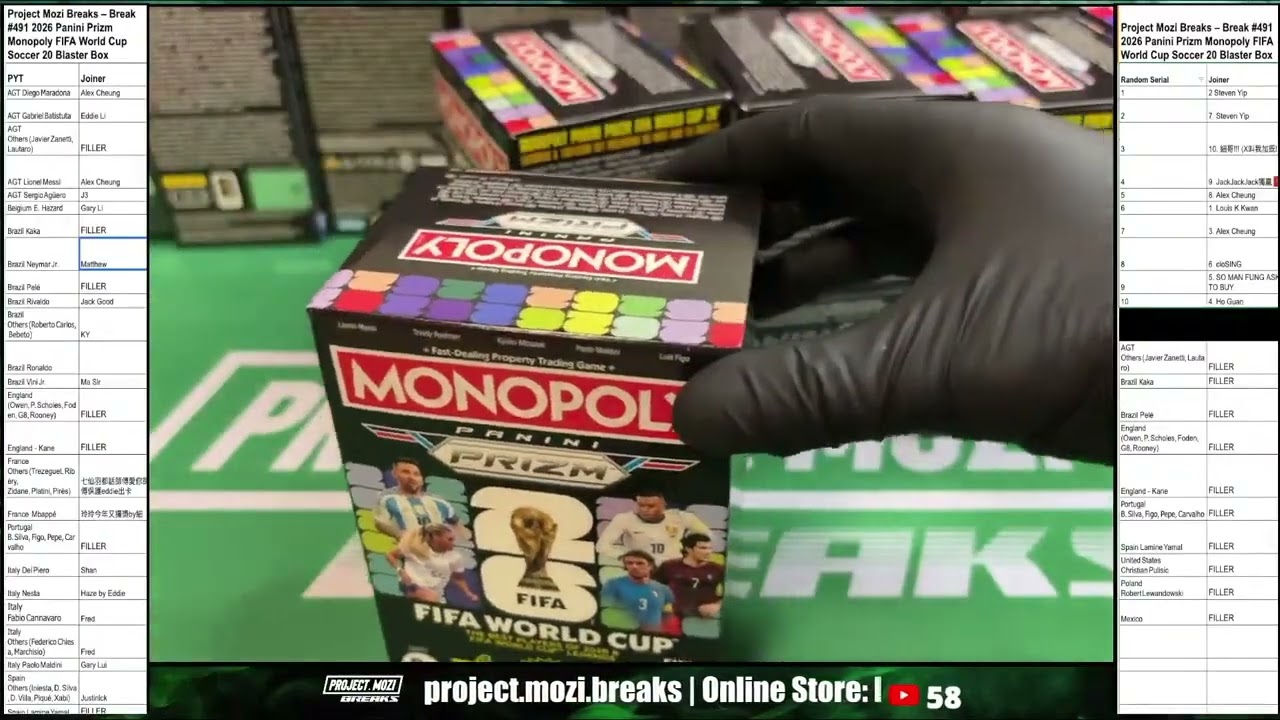 Project Mozi Breaks #491 2026 Panini Prizm Monopoly FIFA World Cup Soccer 20 Blaster Box