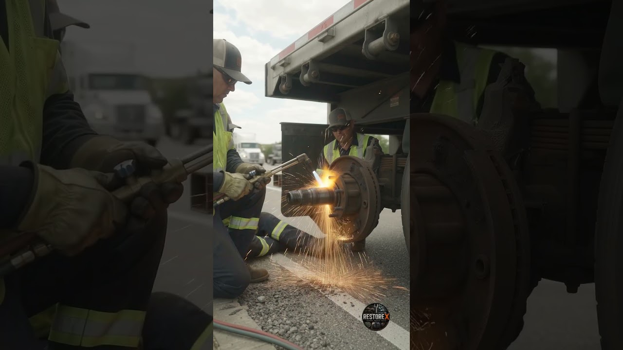 Double Tire Blowout & Bent Axle on the Highway! Heavy Loaded Peterbilt 359 Roadside Rescue 🚛💥