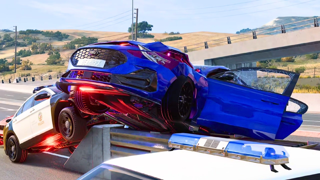 Epic police chase and car crashes 6 #beamngdrive