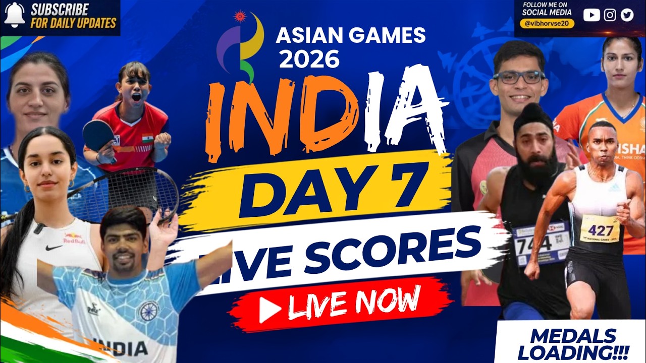 Live: Asian games 2026 Day 7 India! Shooting, Squash Kabaddi, Hockey, TT Medals Loading! Live Scores