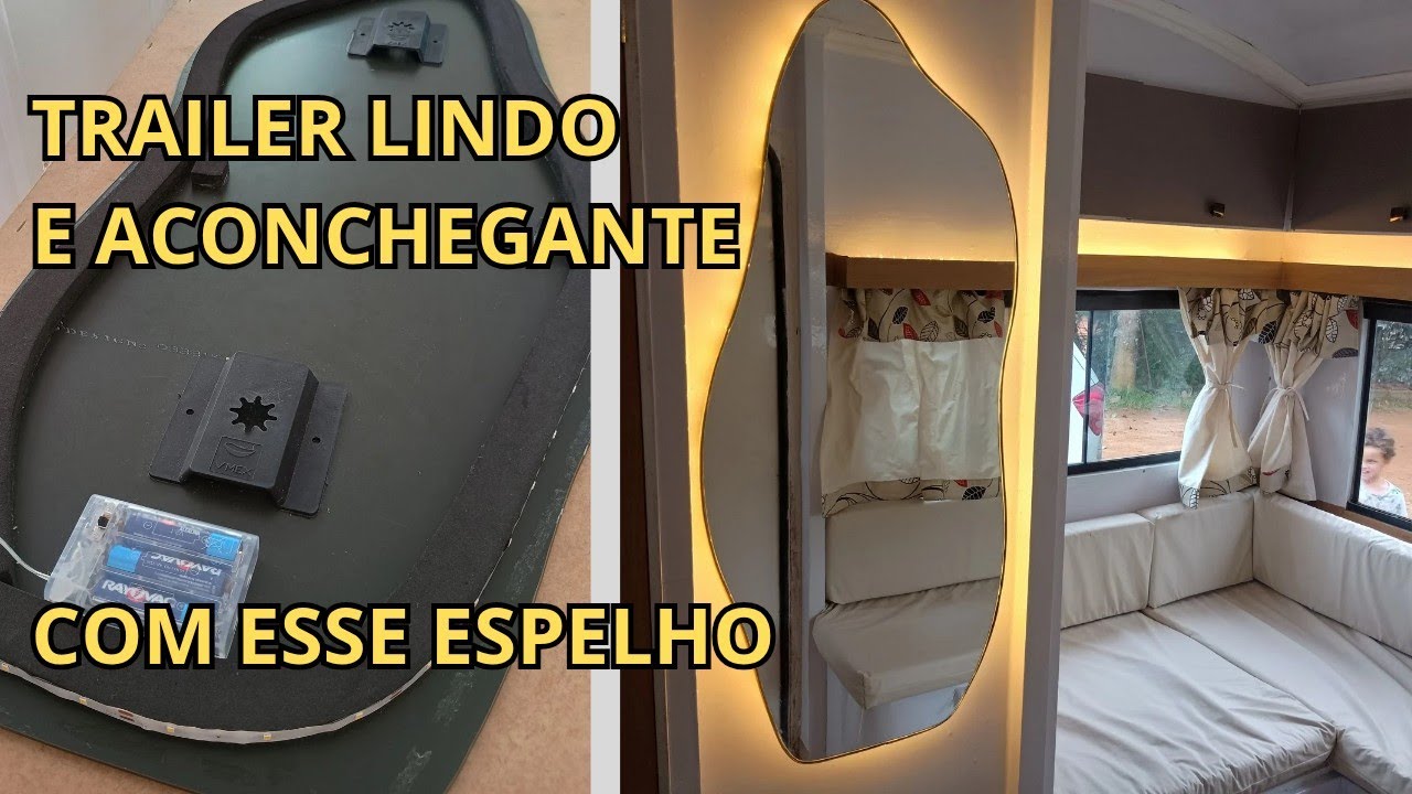 Veja como fazer um Espelho flutuante com luz Led a Pilha para Trailer Home