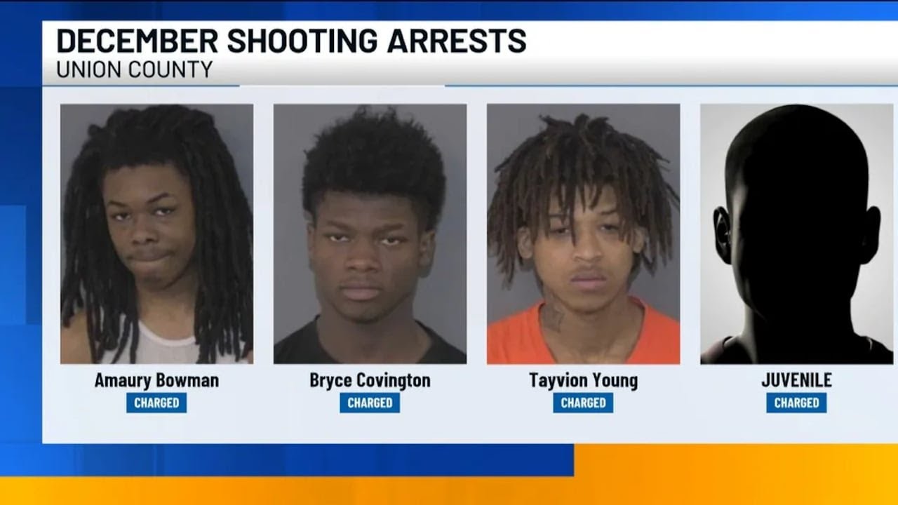 4 Union County teens charged after 2 drive-by shootings in December 2025
