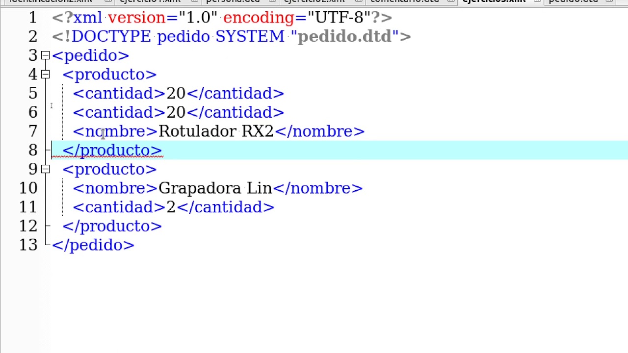 07. Resolver ejercicios básicos de DTDs