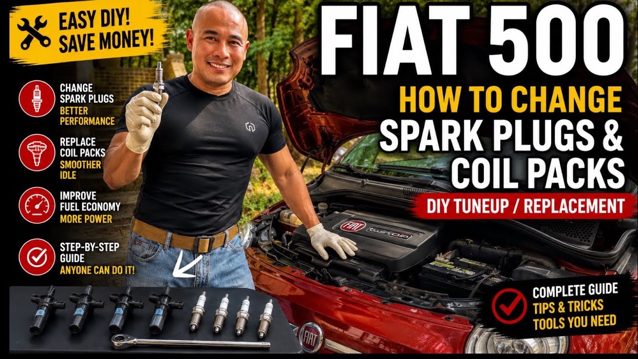 Fiat 500 How to Change Spark Plugs and Coil Packs (DIY Tuneup/Replacement)
