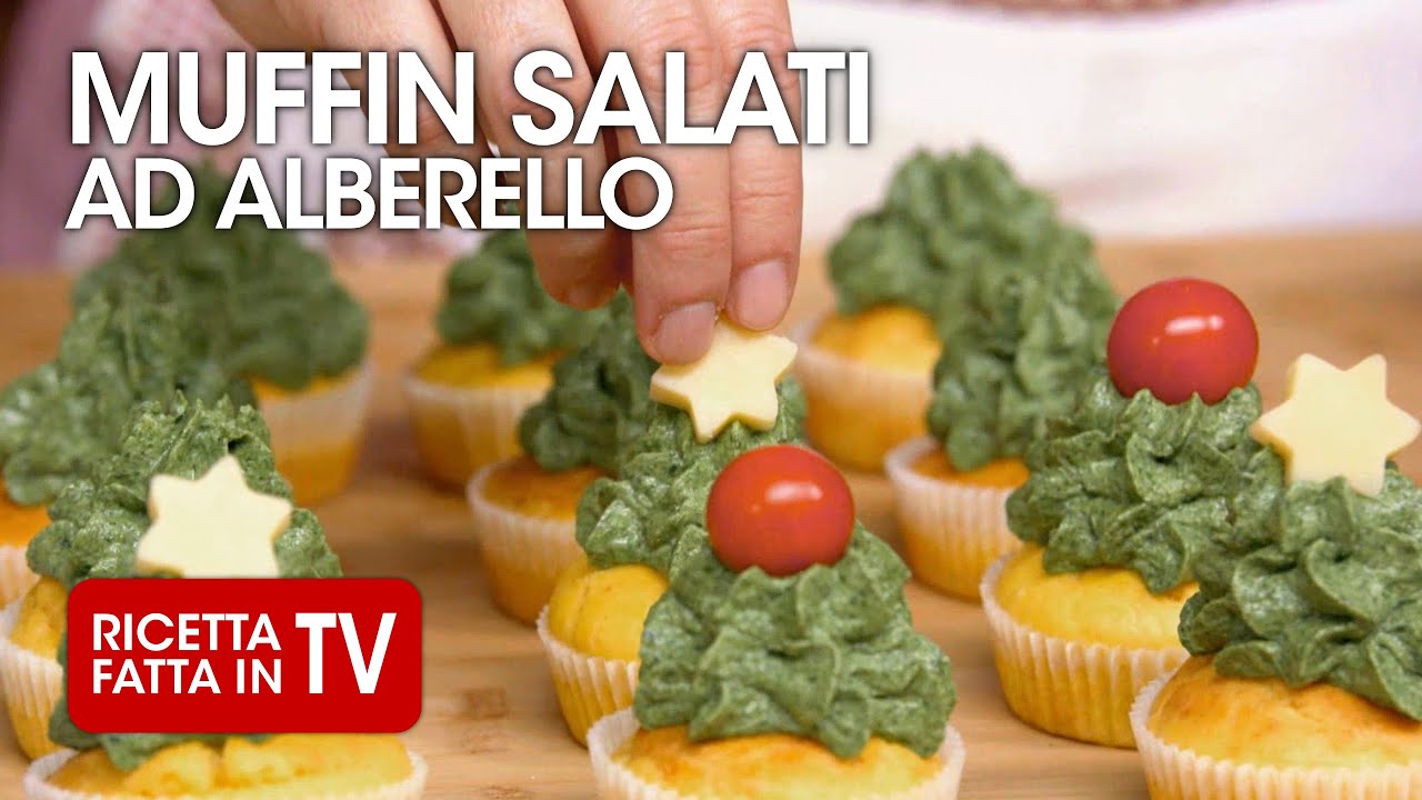MUFFIN SALATI ALBERELLO - ANTIPASTO DI NATALE di Benedetta Rossi - Ricetta TV Fatto in Casa per Voi