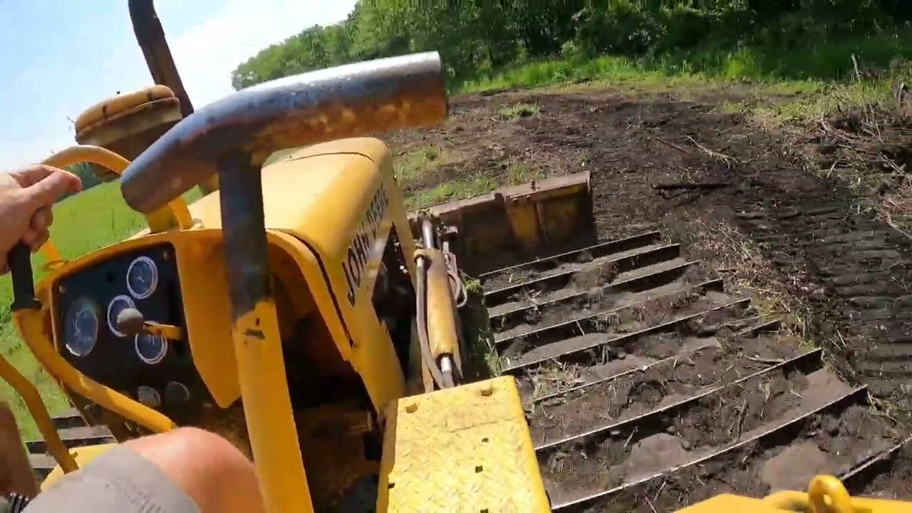 Pushing Brush Piles With The John Deere 350 Dozer.  #johndeere