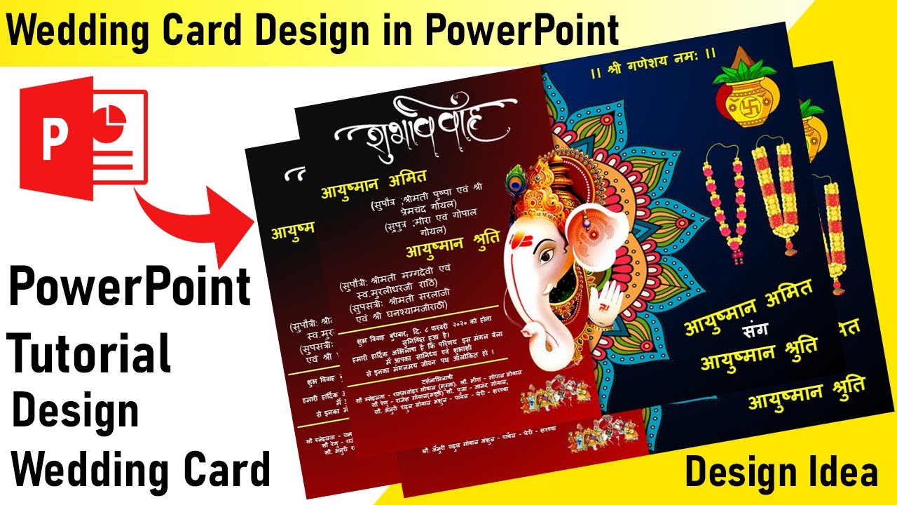 PowerPoint Tutorial || Wedding Invitation Card Design in PowerPoint || Creative Wedding card Design