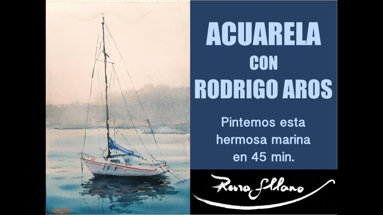 DEMOSTRACIÓN ACUARELA MARINA, como pintar agua fácil paso a paso con acuarela con RODRIGO AROS