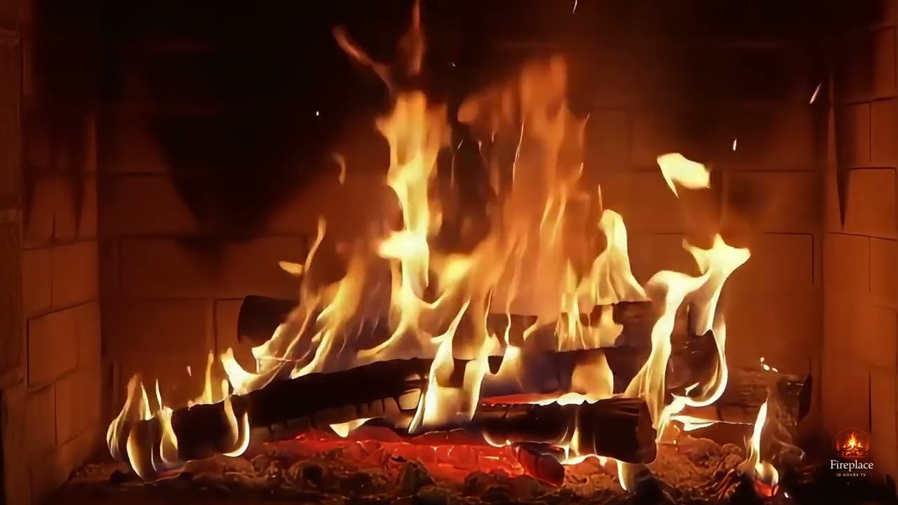 Каминная атмосфера 10 часов 🔥 Звуки потрескивающего огня для сна и отдыха